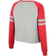 thumbnail image 3 of Women's Colosseum Heather Gray Ohio State Buckeyes I'm Gliding Here Raglan Long Sleeve Cropped T-Shirt, 3 of 3