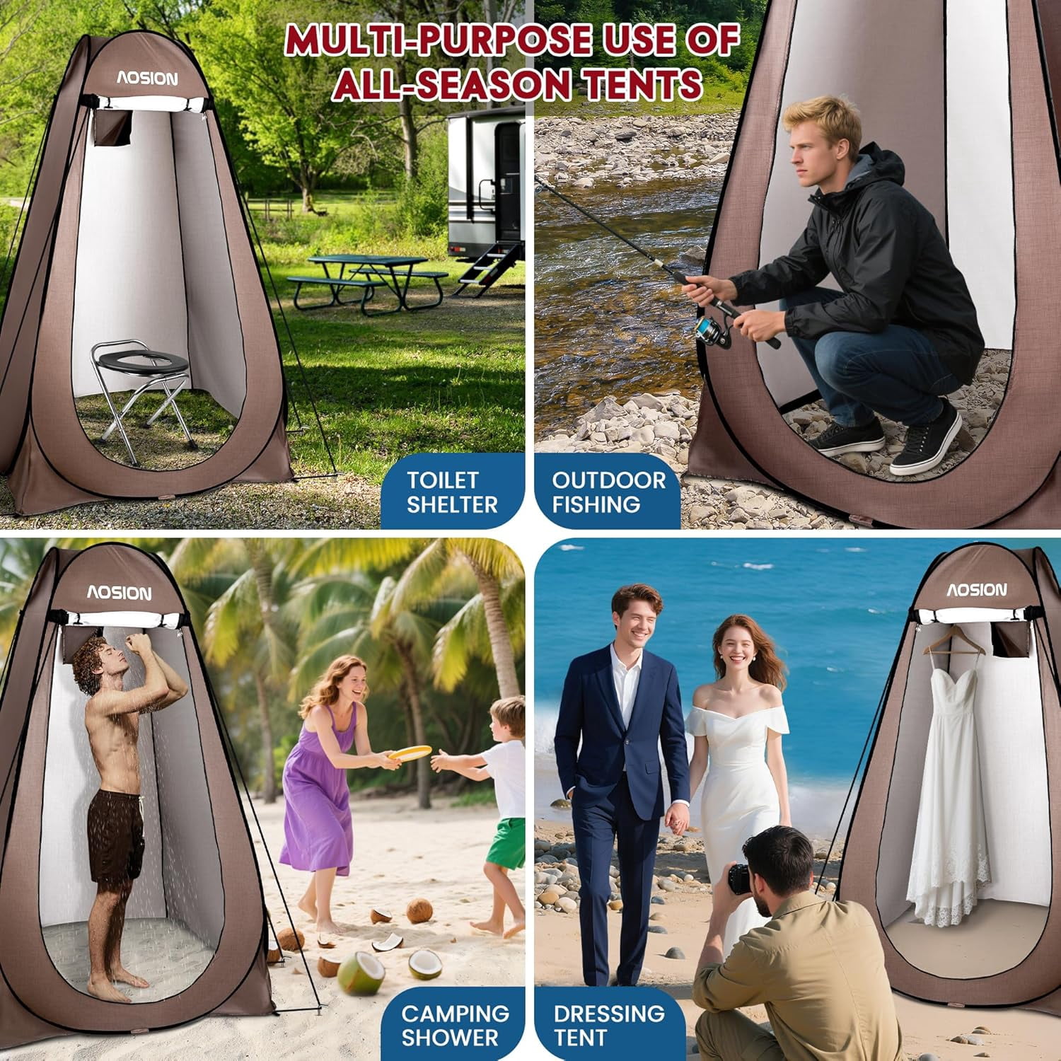 Privacy Shower Tent,Pop Up Changing Tent,Camp Bathroom Changing Dressing Room,Sun Sunshade Canopy Outdoor Rain Shelter for Camping Hiking Beach Picnic Fishing. (Browm)