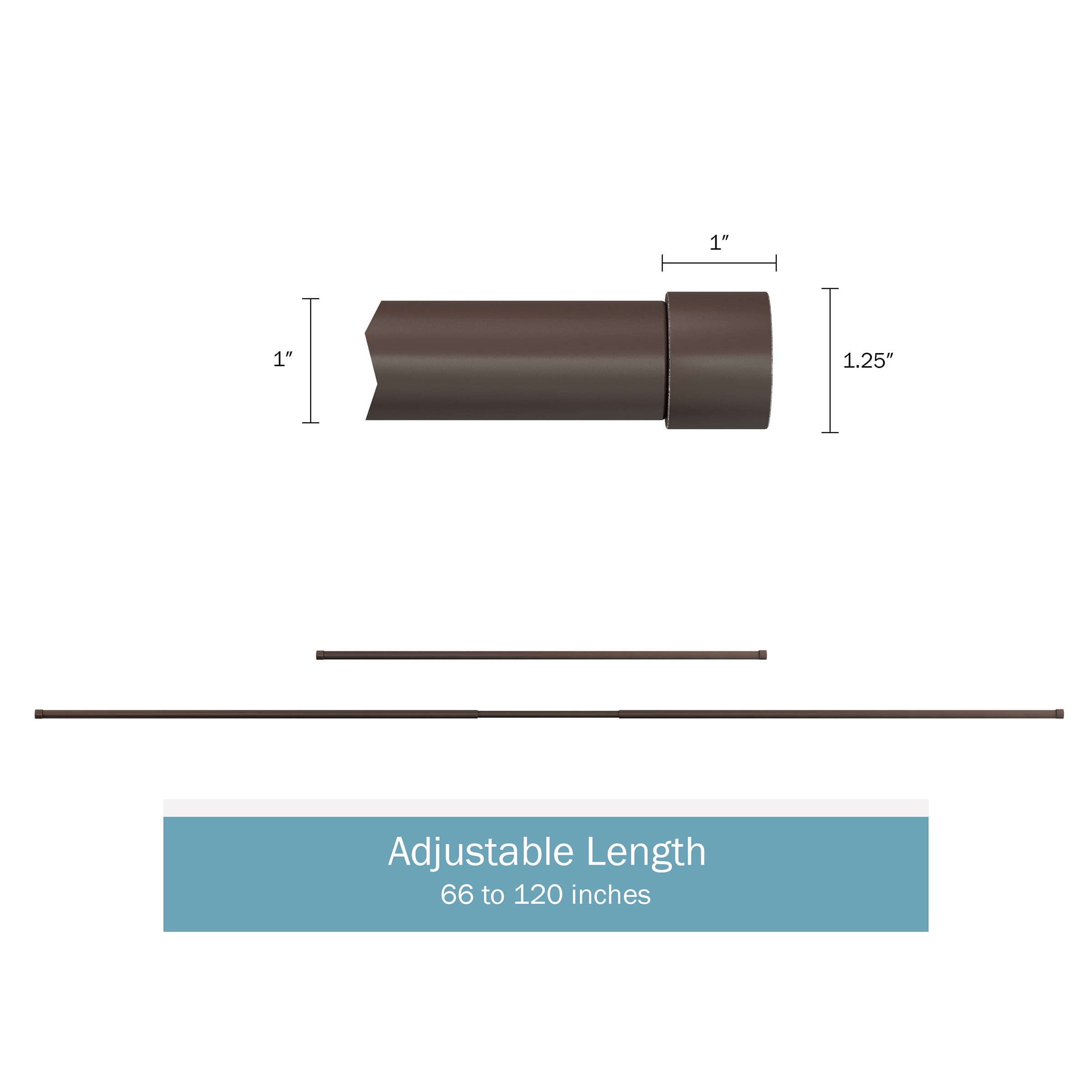 Curtain Rod-End Cap Finials 66-120" Bronze