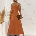 thumbnail image 2 of Birdeem Womens Spring and Summer Open Back Ruffle Solid Casual Sleeveless Straight Shoulder Dress, 2 of 9