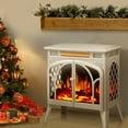 thumbnail image 3 of Electric Fireplace Heater 25" with Remote Control,Fireplace Stove Decor with Different Flame Effects and Log Set for Indoor,5 Adjustable Brightness and Heating Mode,Overheating Safe Design - Beige, 3 of 8