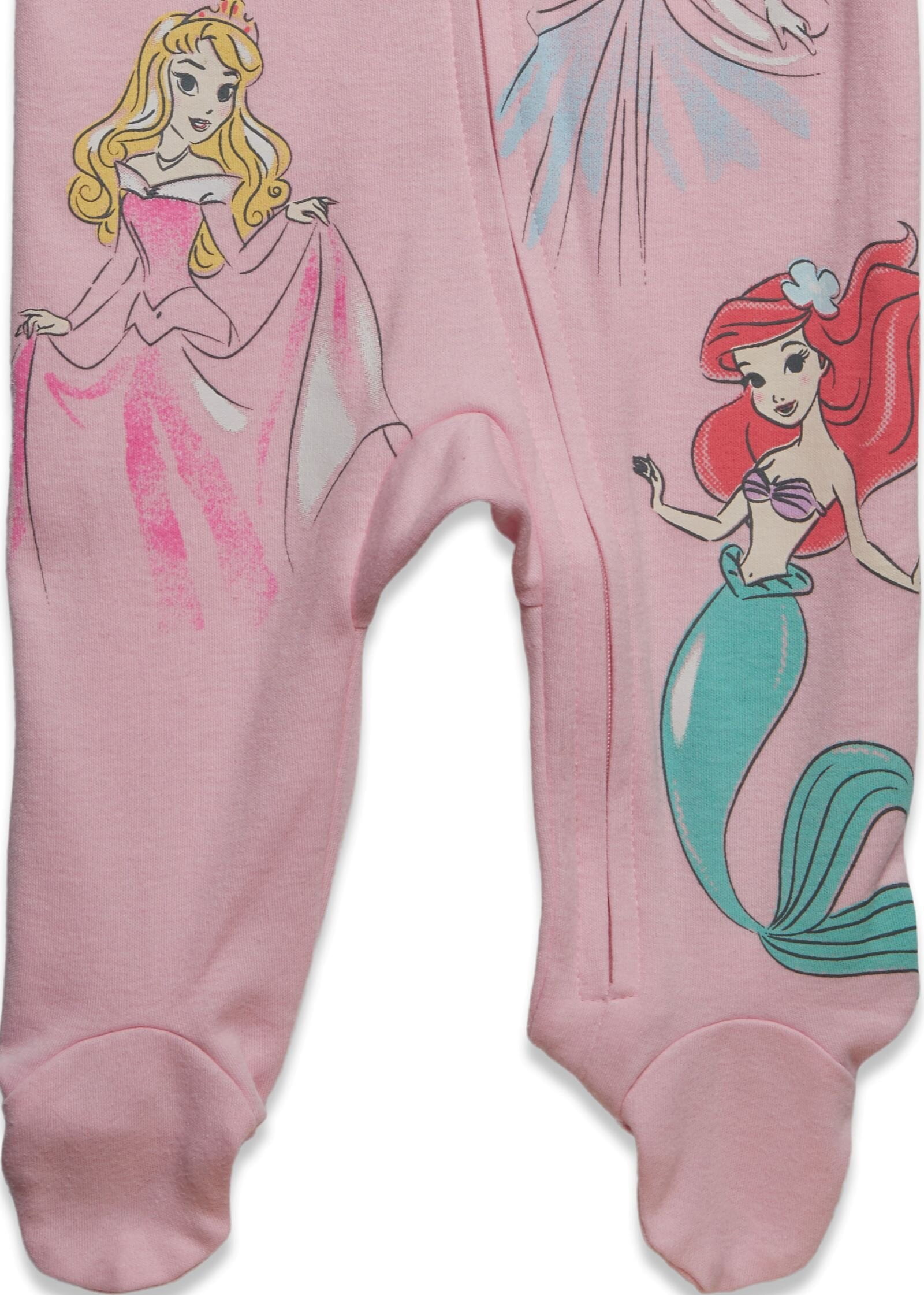 Disney Princess Baby Girls' 2-Pack Footed Sleep N' Play Coveralls Princess Pink White