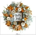 thumbnail image 3 of Thanksgiving Fall Wreath, Eucalyptus Berries Pumpkins Lamb Ears Leaves Autumn Wreaths for Front Door, Fall Decor, Porch Wall, Home Outdoor Holiday Decorations Wreath for Autumn, 3 of 7