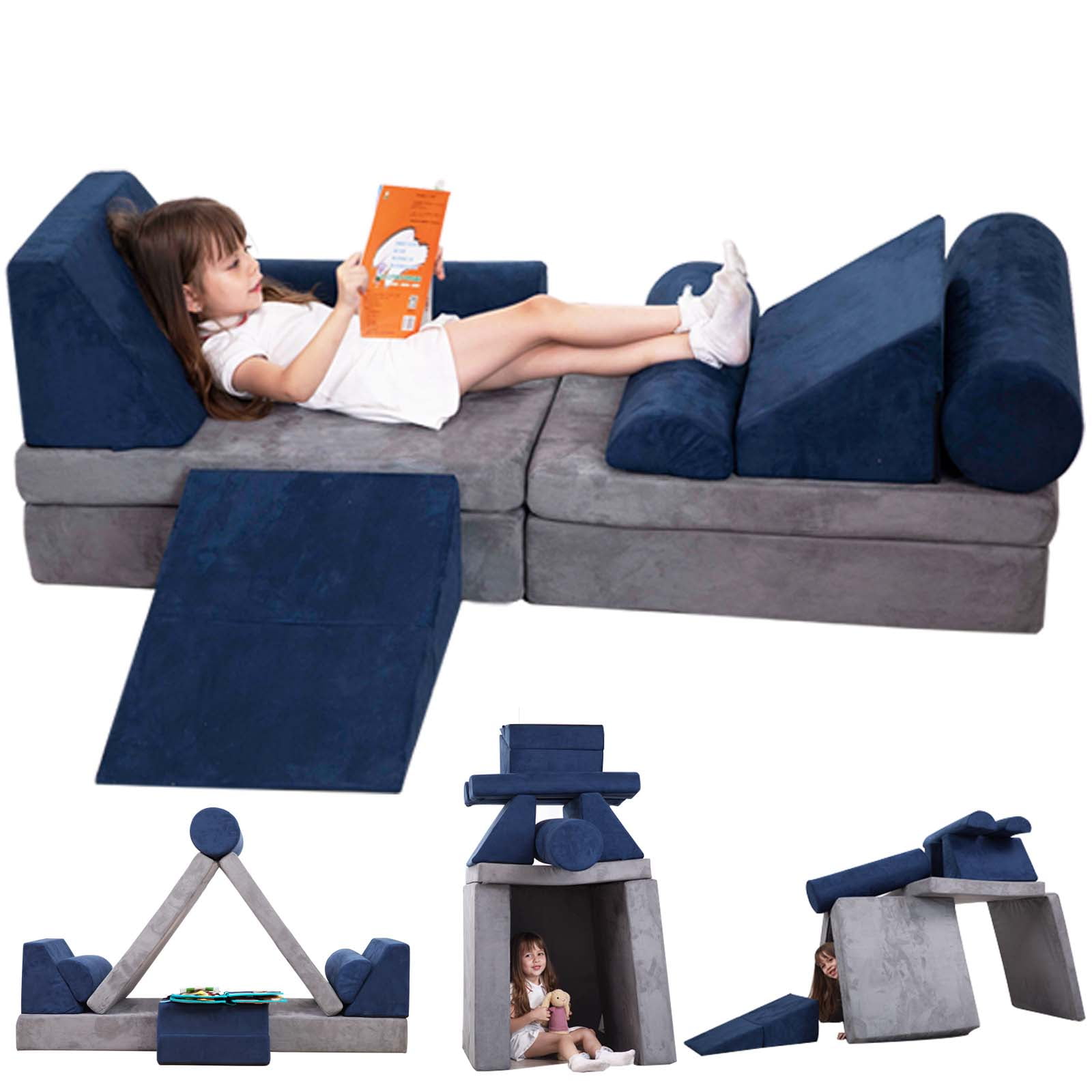 STAHMFOVER 10PCS Play Couch Sofa for Kids Convertible Creative Toddler