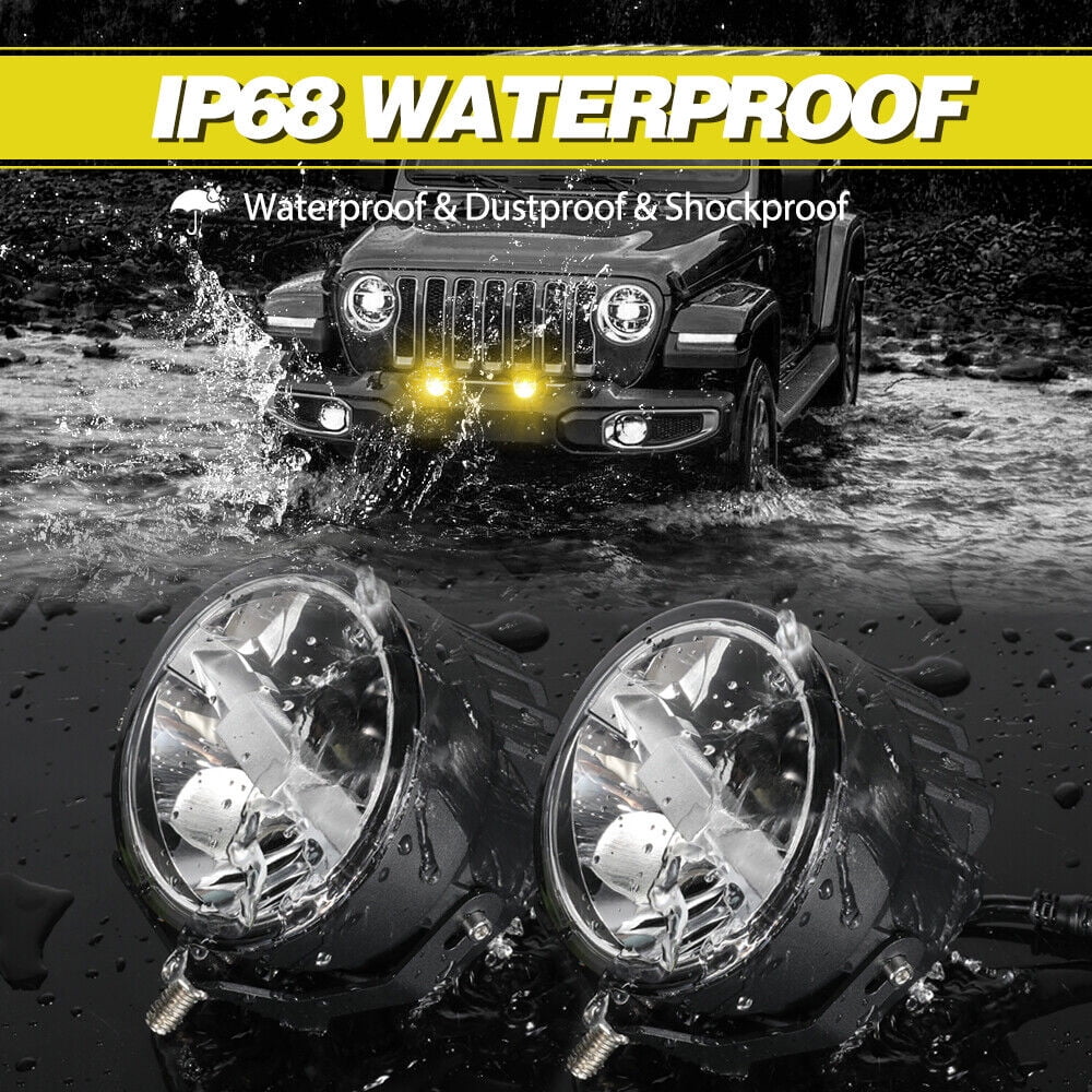 Pair 4" inch Round LED Fog Lights Driving Lamp For Jeep Wrangler JK TJ LJ Bumper