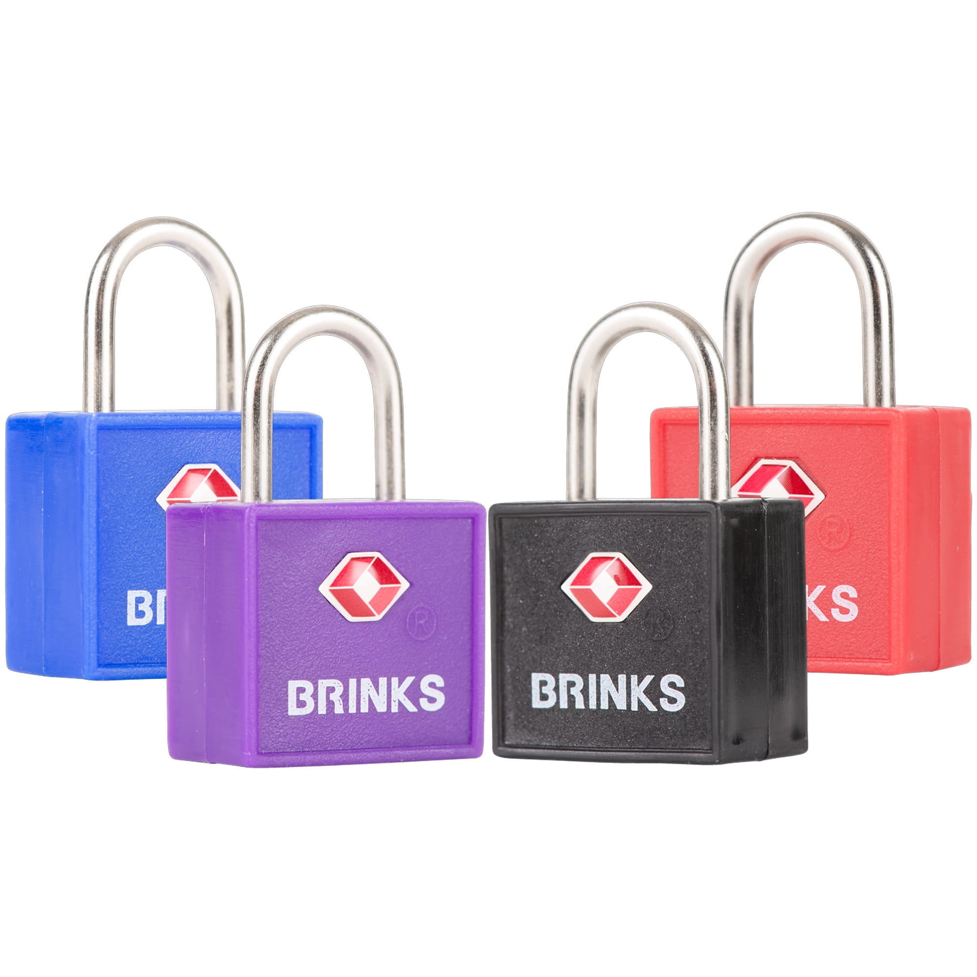 (2 pack) Brinks 22mm Covered Aluminum TSA Padlock in Assorted Colors, 4 pack