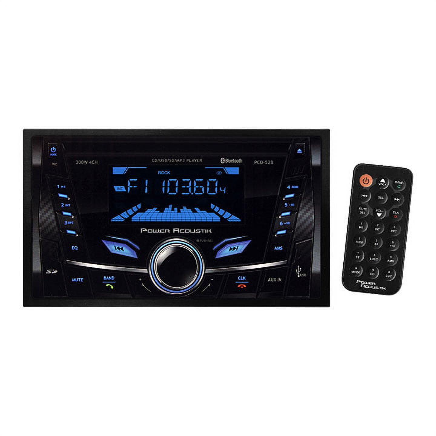 Power Acoustik PCD-52B Double-DIN In-Dash CD-MP3 AM-FM Receiver with Bluetooth and USB Playback, Black - image 2 of 4