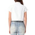 thumbnail image 3 of INSPIRE CHIC Women's Denim Jacket Cap Sleeve Cropped Button Down with Pockets Classic Jean Jackets 2XL White, 3 of 6