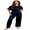 Dark Blue, variant on LYMAYTER Women Satin Pajamas Suit Short Sleeve Shirt with Long Pants Sets for S-2XL Soft Loungewear