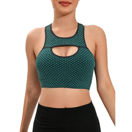 

FOCUSSEXY Sports Bra for Women Sexy Cutout Crop Workout Tops for Women with Removable Padded Cups Training Yoga Active Bra
