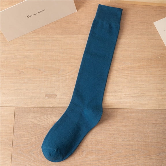 Certgust Crew Socks Womens Socks Slimming Calf Black Half Tall Solid Color Cotton Spring Fall Stockings High Top Crew Socks Blue