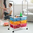thumbnail image 4 of Costway 6 Drawer Rolling Storage Cart w/Hanging Bar Office School Organizer Multicolor, 4 of 10