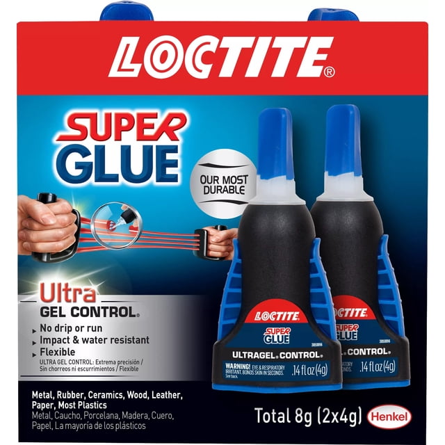 Super Glue Loctite Ultra Gel Control, 4 ml, transparente, paquete de 2