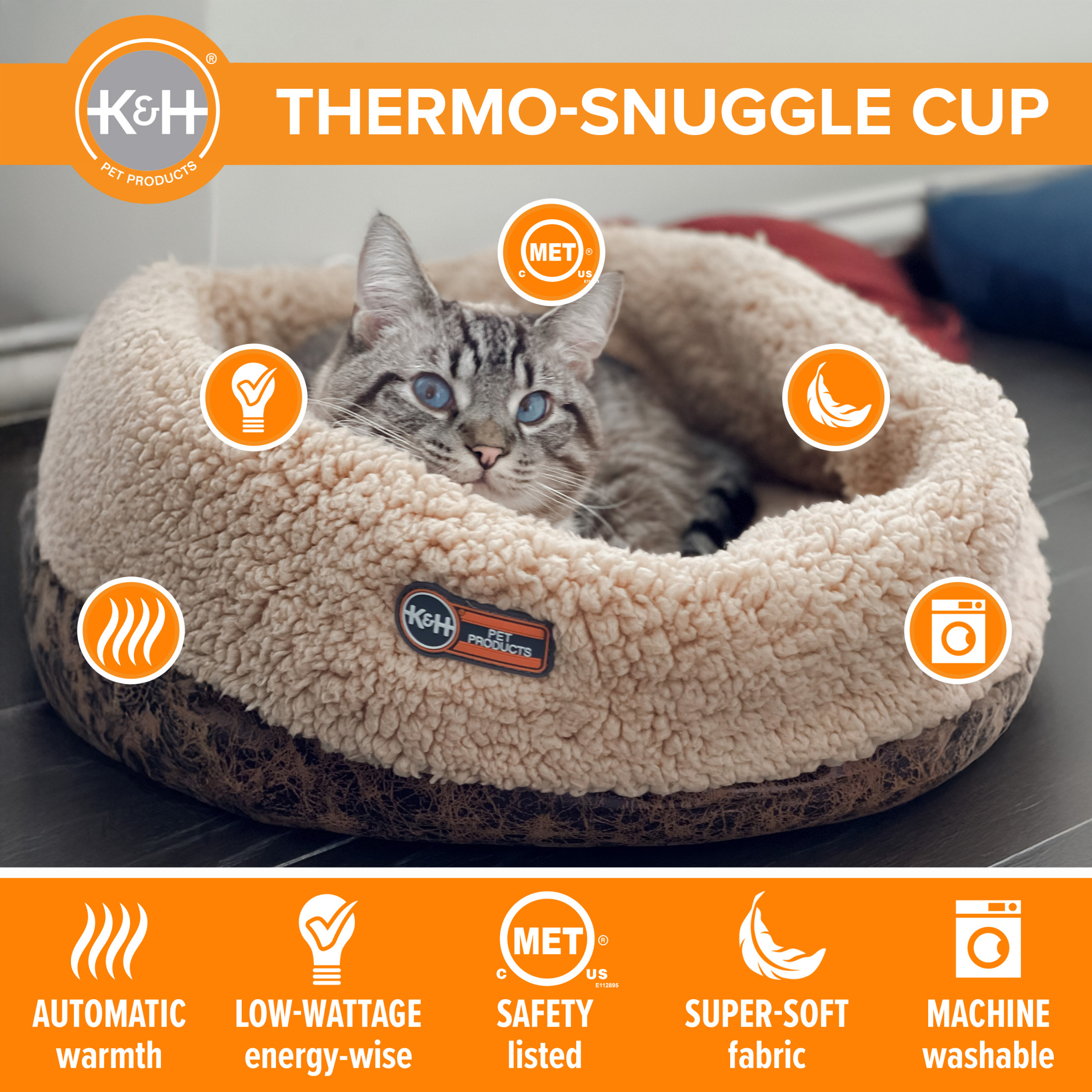 K&H Pet Products Thermo-Snuggle Cup Bomber Heated Cat Bed photo 3