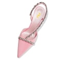 thumbnail image 3 of FSJ Women Slingback Pointed Toe Pumps Stiletto High Heels Slip On Sandals Crystal Embellish Cutout Backless Party Dressy Shoes Size 5.5 Pink, 3 of 4