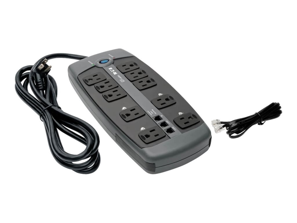 Tripp Lite, TRPTLP1008TEL, 10-Outlet Surge Protector, 1 Each, Silver