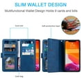 thumbnail image 2 of Wallet Case for iPhone 13 6.1 inch, Retro Matte 9 Card Holder Slots Zipper Pocket Case PU Leather Magnetic Closure Kickstand with Wrist Strap Folio Flip Case - Blue, 2 of 11