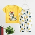 thumbnail image 2 of Ahuyic Toddler Kids Casual Fashion Outfits, Spring And Autumns Solid Color Top And Pants Set For Kids, Fashion And Boys' Casual Short Sleeve Tops Round Neck Collar Botton Printed Short Pants, 2 of 4