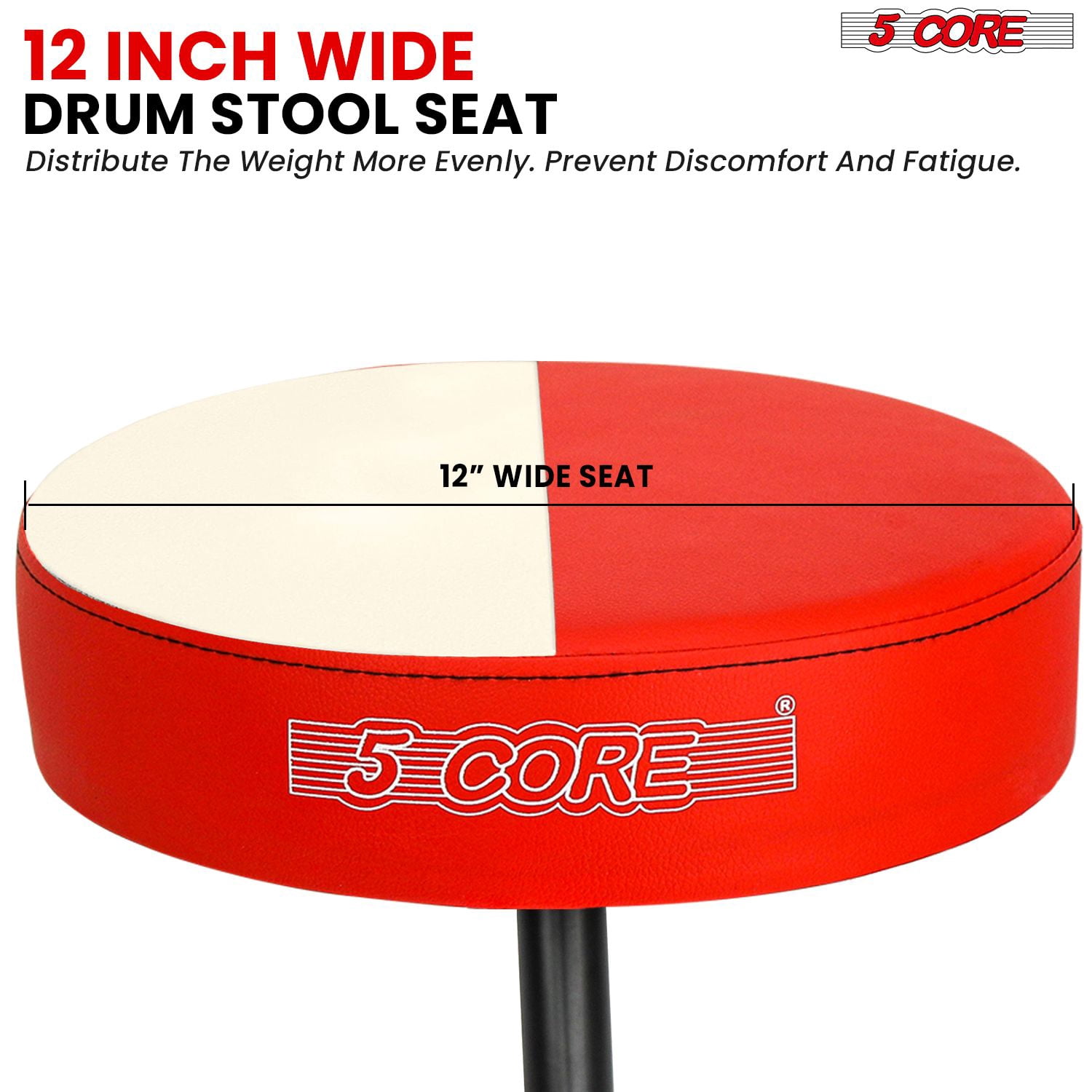 3” High-Density Sponge Drum Throne - Adjustable 17”-24” Musician Stool with Non-Slip Base, 330 lbs Capacity for Drummers & Guitarists