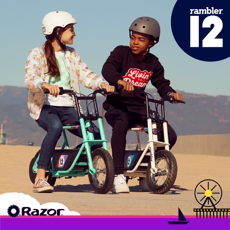 Razor Rambler 12 Seated Electric Scooter- White, up to 14 mph, 12