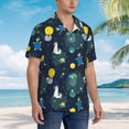 thumbnail image 5 of Qekee Space and Animals print Hawaiian Shirt for Men Short Sleeve Button Down Shirts Beach Tropical Casual Shirts, 5 of 9