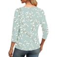 thumbnail image 5 of Pounoo Womens Summer Tops V Neck Retro Floral Print 3/4 Sleeve Tops for Women Casual Loose Tee Shirts Beach Vacation Outfits Gift, 5 of 6