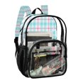 thumbnail image 2 of Large Clear PVC Backpack Heavy Duty See Through Backpack for Adults Work Travel, Cyanpinkcheck Printed 12L, 2 of 8
