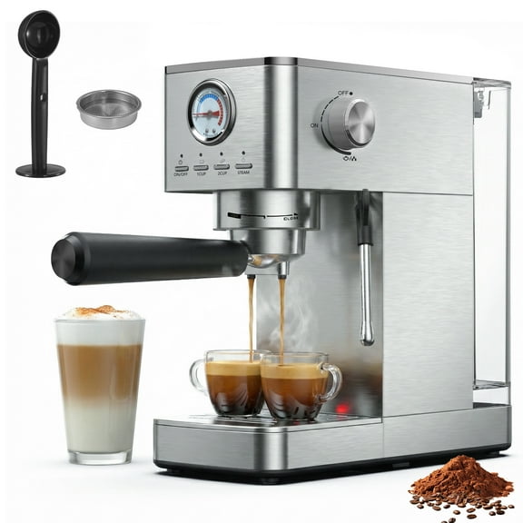 Espresso Machine 15 Bar, Espresso Coffee Maker with Milk Frother and Hot Water, 47 Oz Removable Water Tank and Brew Pressure Gauge for Office Home Kitchen