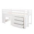 thumbnail image 5 of UWR-Nite Twin Size Solid Wood Low Loft Bed with 3-Drawer Cabinet/Shelf/Built-in Ladder and Full-Length Guardrails, No Spring Box Needed, 5 of 8
