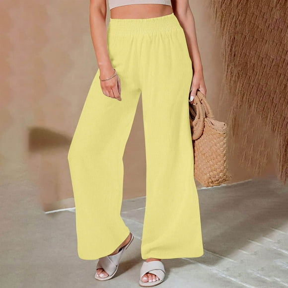 Women's Drawstring Cotton Linen Pants,Wide Leg Cotton Linen Pants for Women Casual Summer,Women Linen Palazzo Pants Summer Boho Wide Leg Casual Lounge Pants 2024 Trendy Beach Travel Vacation Outfits