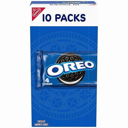 1x OREO Chocolate Sandwich Cookies, 10 Snack Packs (4 Cookies Per Pack)