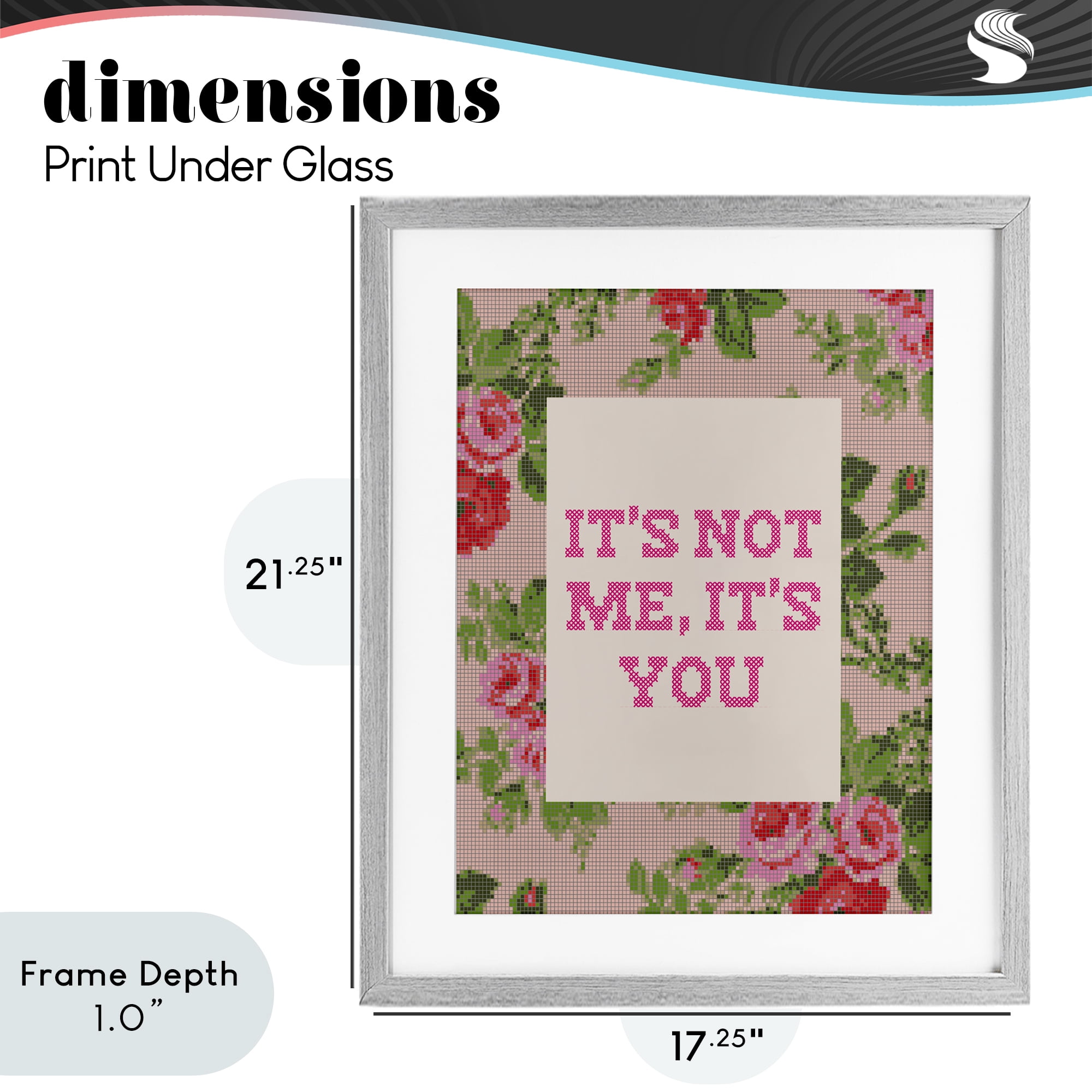 Stupell Industries Not Me It's You Faux Cross Stitch Gray Framed Print Under Glass, design by Lil' Rue
