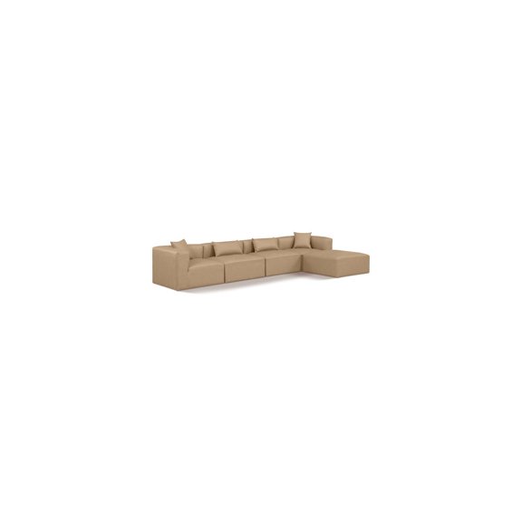 Meridian Furniture Cube Tan Vegan Leather 5-Pc. L-Shaped Modular Sectional