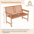 thumbnail image 3 of Costway 2-Person Patio Bench with Slatted Backrest and Seat Garden Loveseat Chair Furniture, 3 of 10