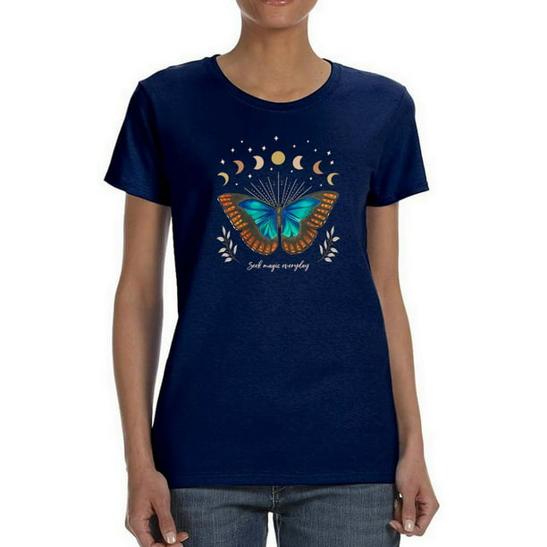 Butterfly And Moon Phases T-shirt Women's -SmartPrintsInk Designs ...