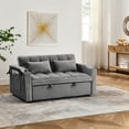 thumbnail image 4 of 55.51 inch versatile foldable sofa bed in 3 lengths, modern sofa sofa sofa velvet pull-out bed, adjustable back and with USB port and ashtray and swivel phone stand (Grey), 4 of 13