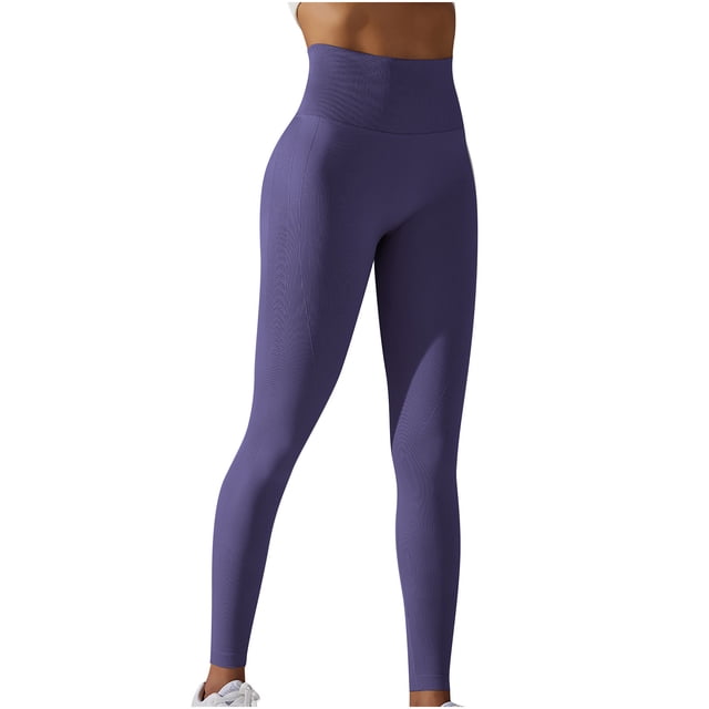 FAIWAD Womens Basic Yoga Leggings High Waist Ribbed Seamless Pants Slim Stretch Sports Workout Pants