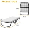 thumbnail image 3 of Twin S Bed Rollaway Portable Guest Bed Cot Space Saving Bed Frame No Assembly Sturdy S Cot with Mattress Wheels for Office Bedroom Guest Camping, White, 3 of 4