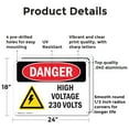 thumbnail image 2 of (2 Pack) High Voltage 230 Volts OSHA Danger Sign 24 Inch X 18 Inch Indoor / Outdoor Rust-Free Aluminum Metal Signs for Workplace, Workshop, and Construction Site, Made in the USA, 2 of 8