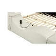 thumbnail image 3 of Modern Wood Queen Bed In Beige With Speaker Installation & Book Pocket Integrated Massager Side Compartments, 3 of 6