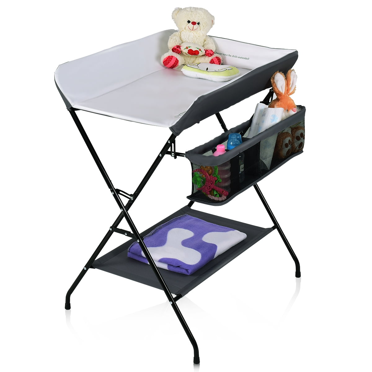 Topbuy Infant Folding Changing Table Portable Baby Diaper Station Gray