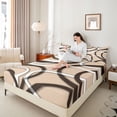 thumbnail image 4 of Homewish Abstract Stripes 4-Piece Full Size Sheets For Teens Boys Girls,Geometric Lines Bed Sheets,Vintage Aesthetic Lightweight Sheet Sets,Ultra Soft Home Decor, 4 of 7