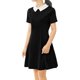 thumbnail image 2 of Dde San Patricio Casual PaMujer, Cuello Peter Pan, Mangas Cortas, Vestido De Punto Acampanado Por EnciDe RodilNegro S, 2 of 7
