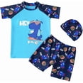 thumbnail image 1 of Traje de baño de 3 piezas para niños pequeños, camiseta de natación, pantalones cortos de natación, gorro de natación, 1 of 5