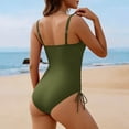 thumbnail image 4 of HAPIMO Women's Ruffled V-Neck One Piece Swimsuit Tummy Control Bathing Suit with Built-in Bra Pads Summer Flattering High Waisted Beachwear Army Green XL, 4 of 7