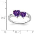 thumbnail image 2 of 925 Sterling Silver Diamond Amethyst Heart Ring Love Gemstone, 2 of 6