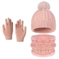 thumbnail image 2 of 3 Pcs Kids Winter Hat Scarf Gloves Set Boys Girls Knit Fleece Lined Thick Thermal Sets for Outdoor Play Ski Wear Watermelon Red 2-10 Years, 2 of 5