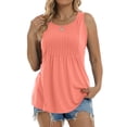 thumbnail image 4 of Fantaslook Womens Tank Tops Dressy Casual Sleeveless Blouses Crew Neck Pleated Tunic Shirts Summer Tops, 4 of 10