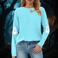 thumbnail image 2 of enyan Halloween Womens Shirt Long Sleeve Pumpkin T Shirt Funny Ghost Graphic Tee Fall Tops Women’s Halloween Shirt Sky Blue,S, 2 of 7