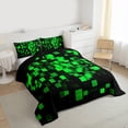 thumbnail image 4 of Homewish Fashion Square Honeycomb Bedding Comforter Set for Teen, Neon Gradient Abstract Twin Comforter Sets, Green Checkered Reversible Bedding Set, Lightweight Room Decor, 2pcs, 4 of 9